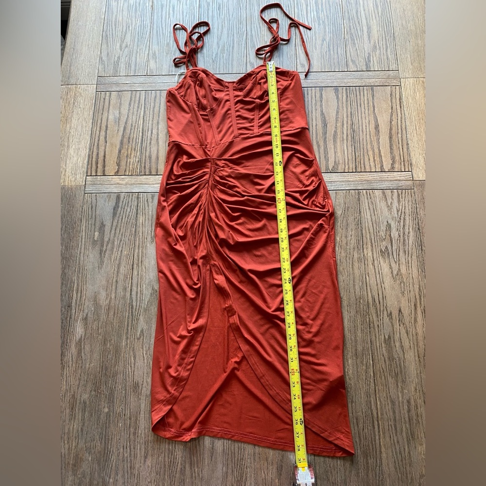 Rust Unity Solid Ruched Bustier Cami Dress - image 4